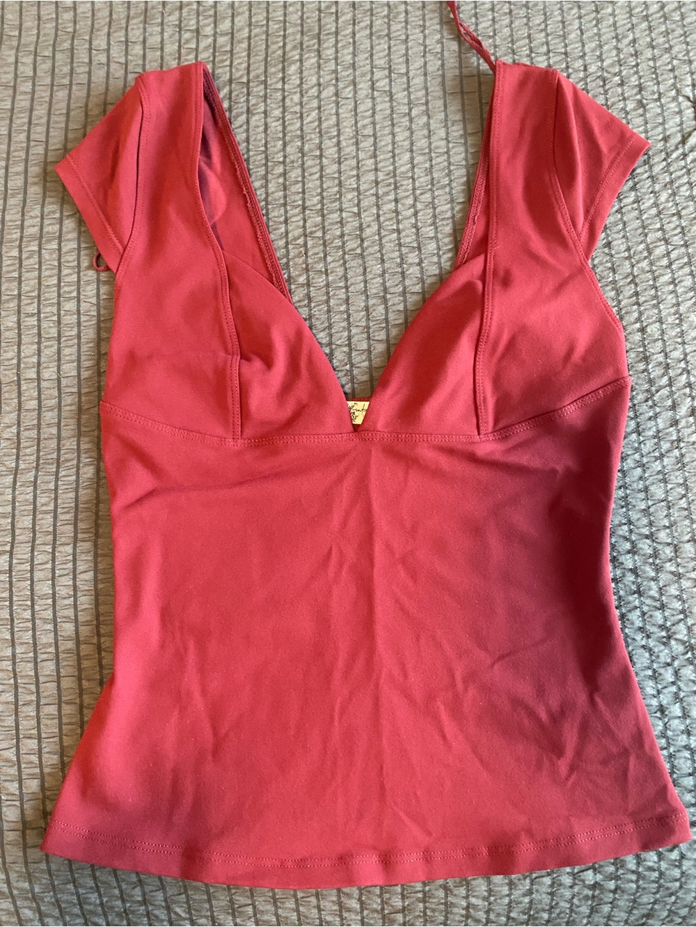 Free People Rose-Red Deep V Scoop Camisole - Picture 2 of 5